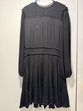 Anthropologie Black Long-Sleeve Ruffle Tiered Dress